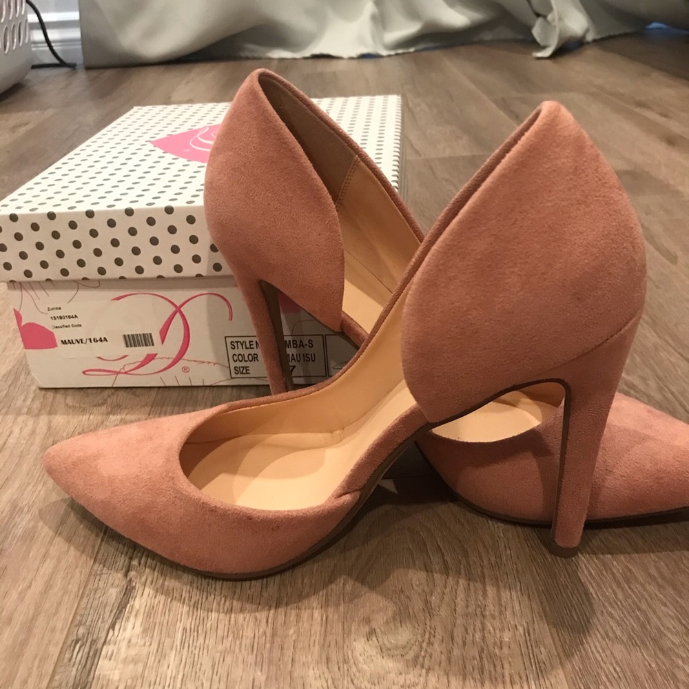 Light Pink Suede Pumps